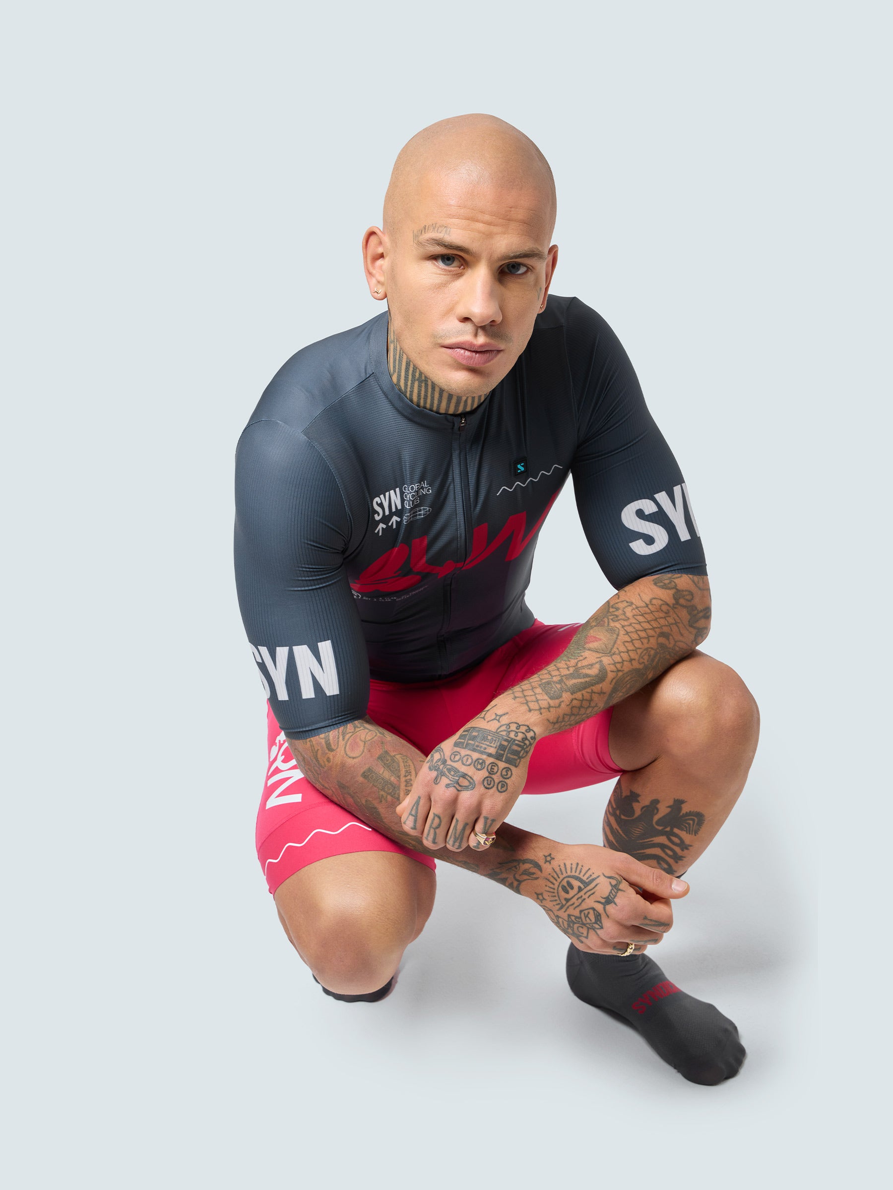 SYN Men's Pro Team Jersey  Grey Pink - Pro Fit cykeltrøje