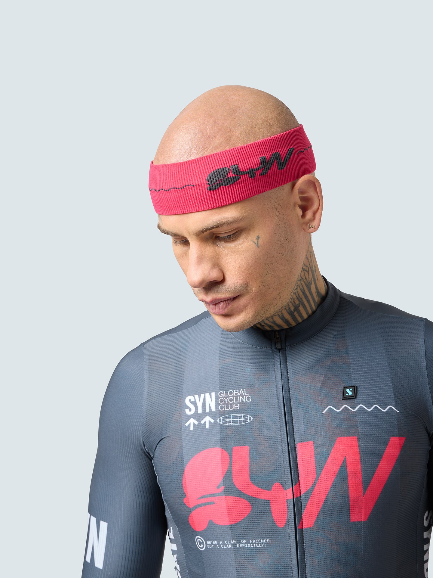 SYN Men's Pro Team Jersey  Grey Pink - Pro Fit cykeltrøje