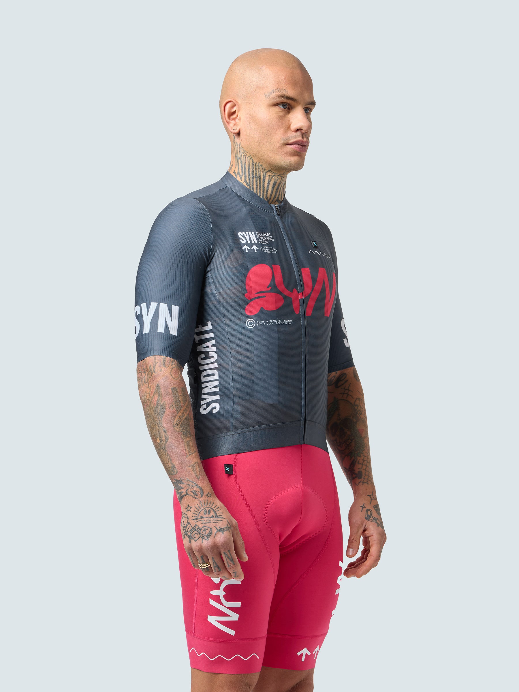 SYN Men's Pro Team Jersey  Grey Pink - Pro Fit cykeltrøje
