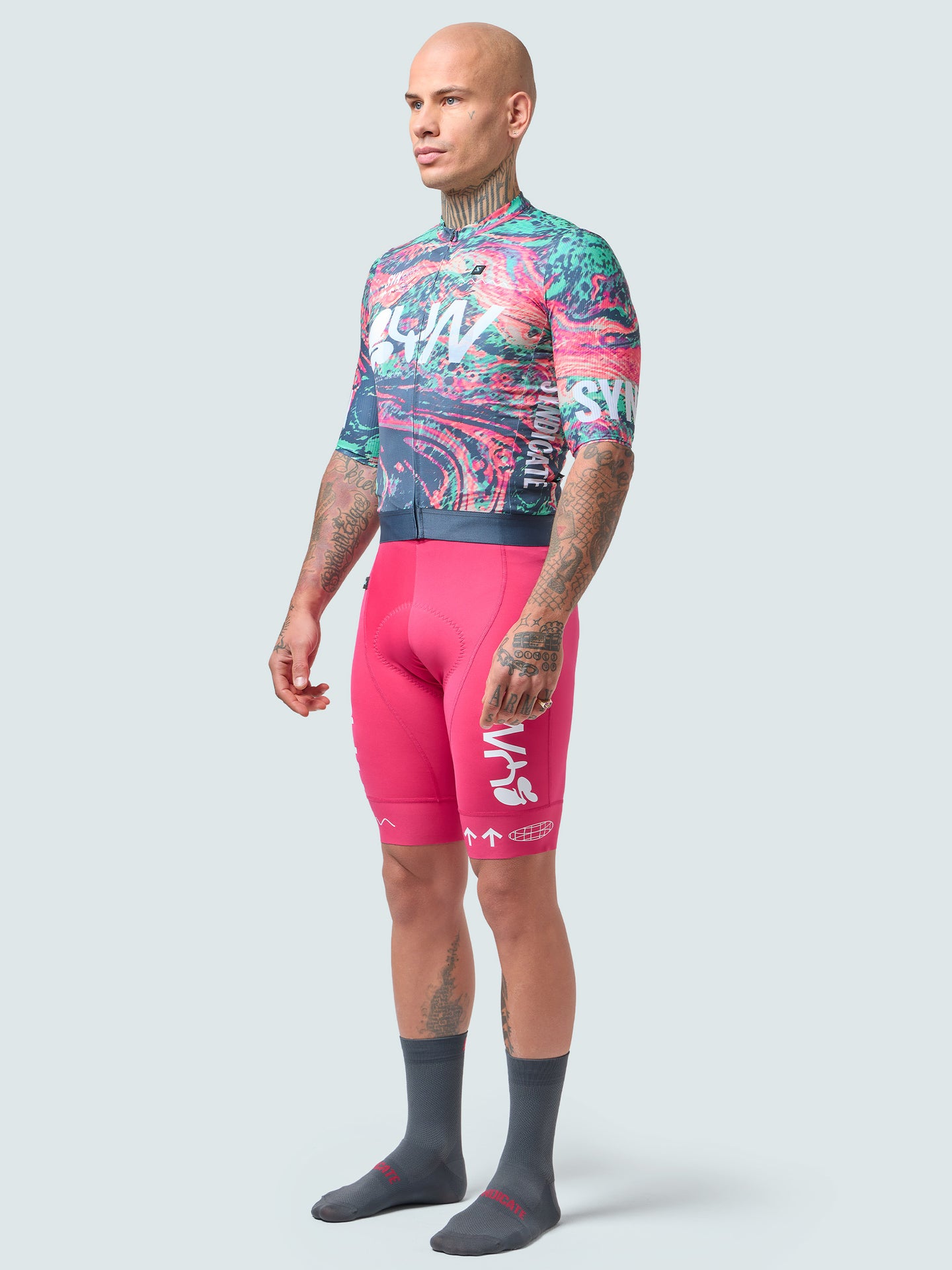 SYN Men's Pro Team UL Bib Shorts Coral Pink - Ultralette race bibs