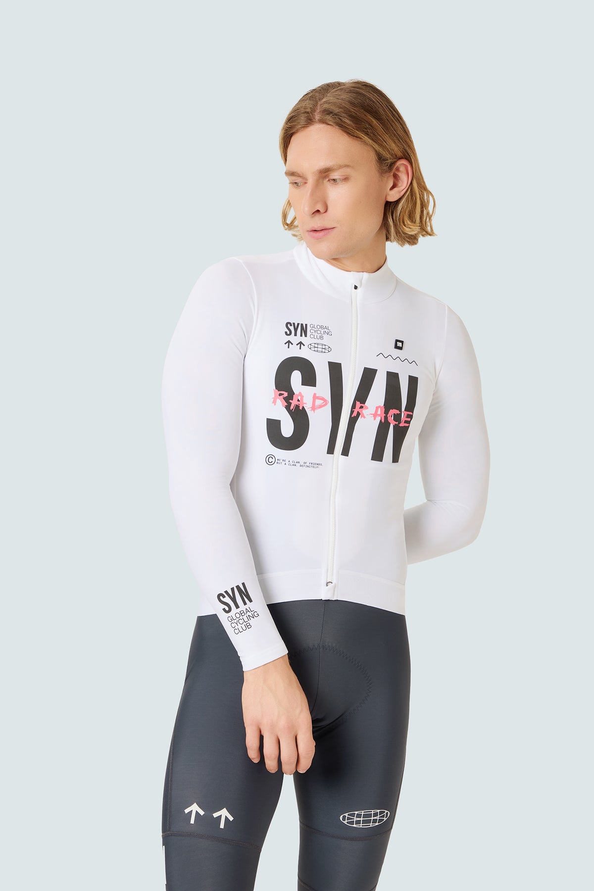 SYN Men's Pro RAD RACE Thermal Langærmet Jersey 2.0 - White